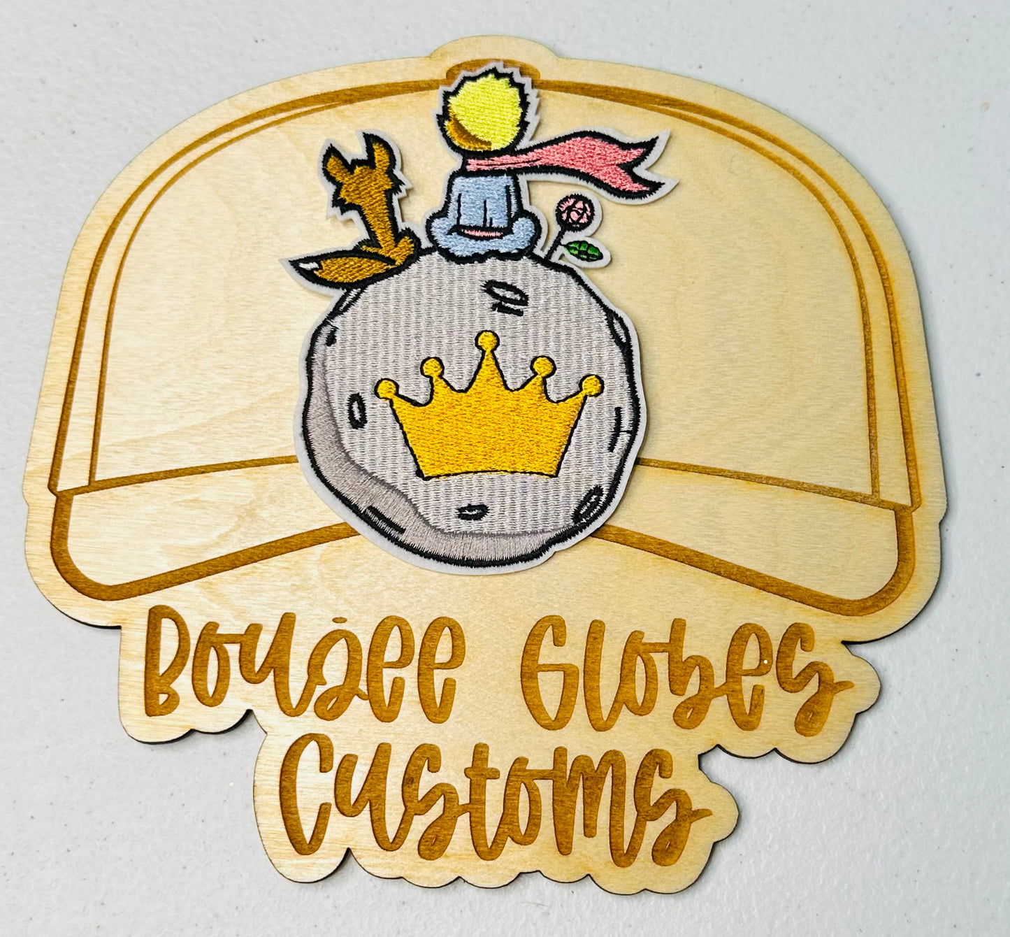 Embroidered Child Fox Crown Iron On Hat Patch