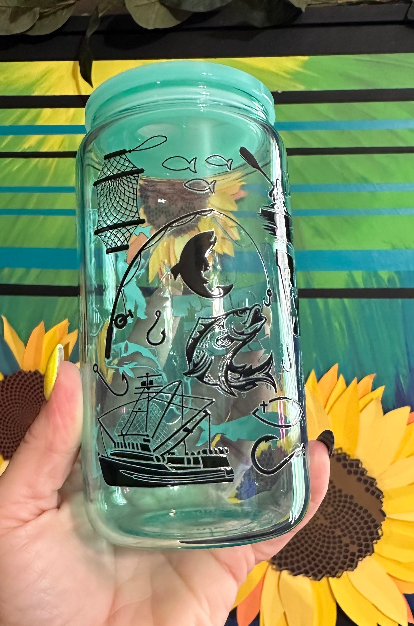 16oz Glass WTF (where’s the fish) tumbler