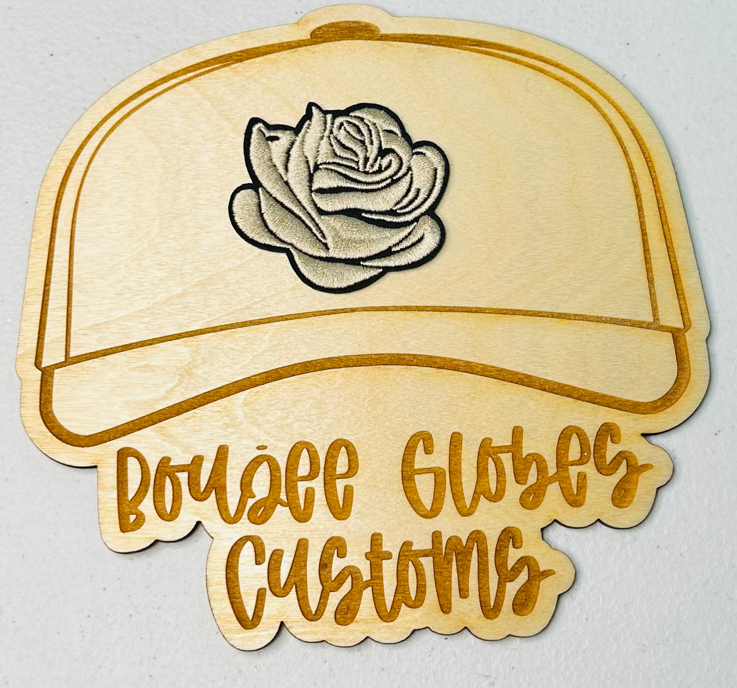 Embroidered Tan/Beige Rose Iron On Hat Patch