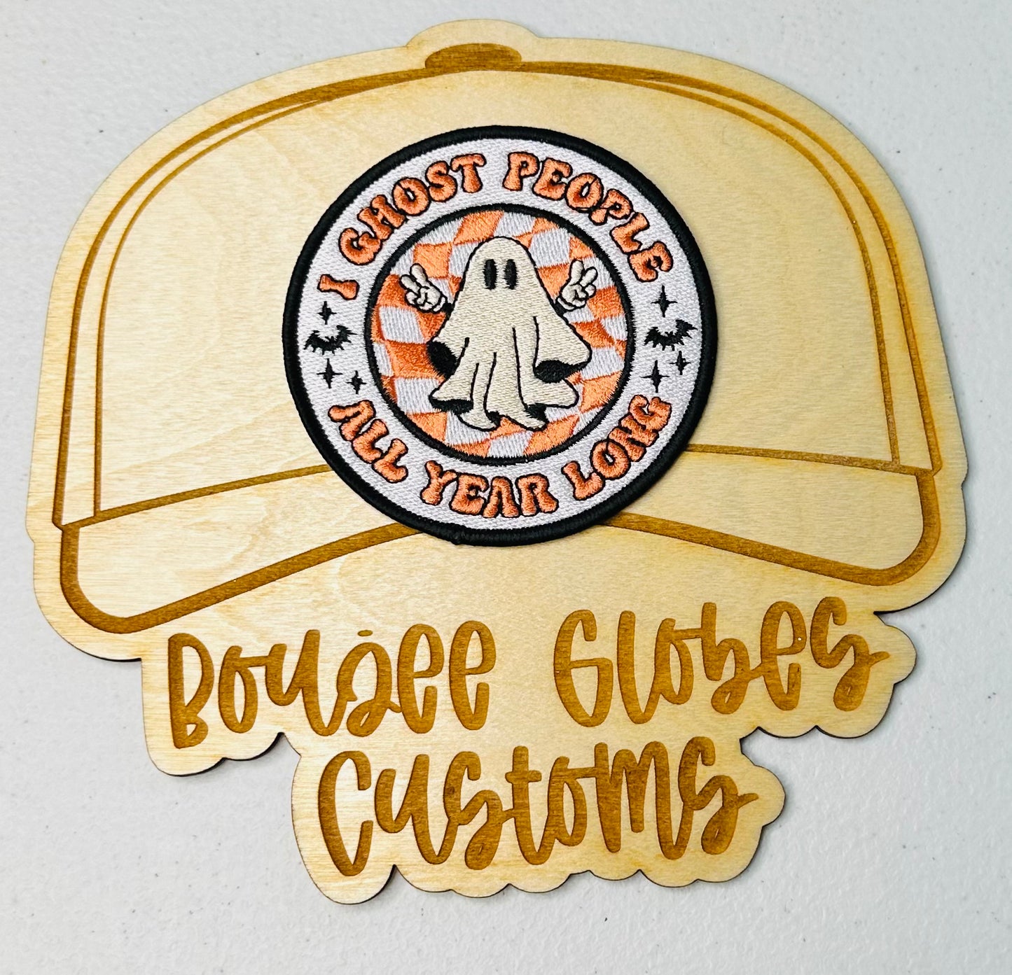 Embroidered I Ghost People Iron On Hat Patch