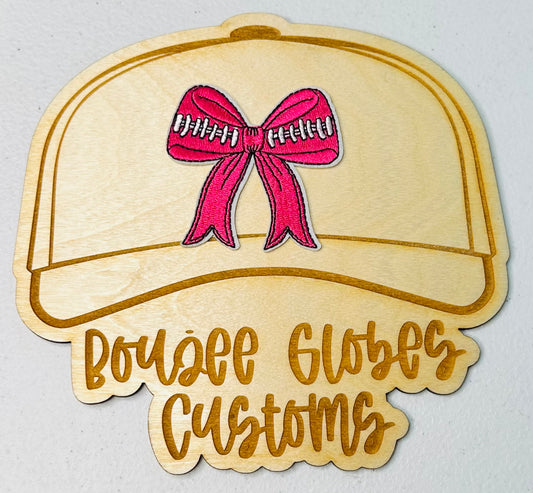 Embroidered Pink and White Bow Lace Iron On Hat Patch