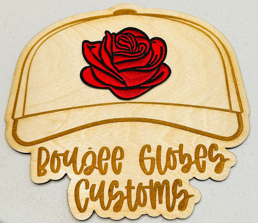 Embroidered red rose iron on hat patch