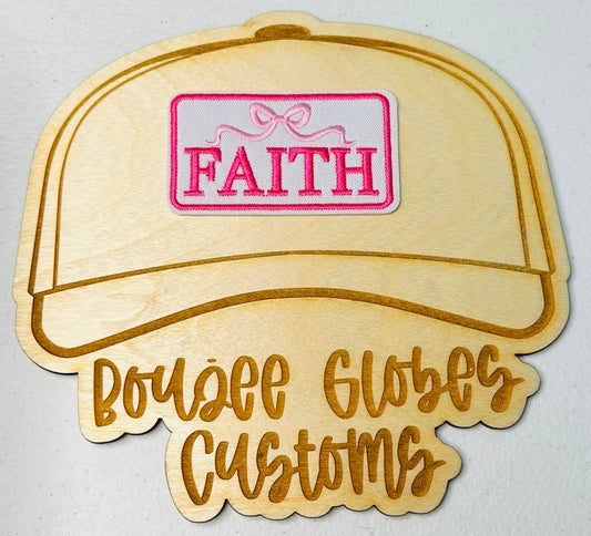 Embroidered Pink Faith Iron On Hat Patch