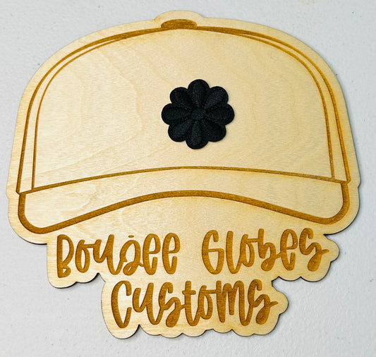 Embroidered Black Flower Iron On Hat Patch