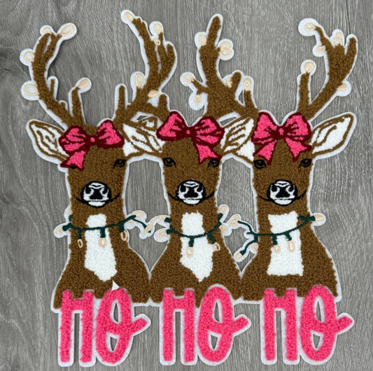 Ho Ho Ho Reindeer Chenille Patch