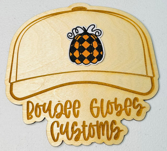 Embroidered Orange and Black Checkered Pumpkin Iron On Hat Patch