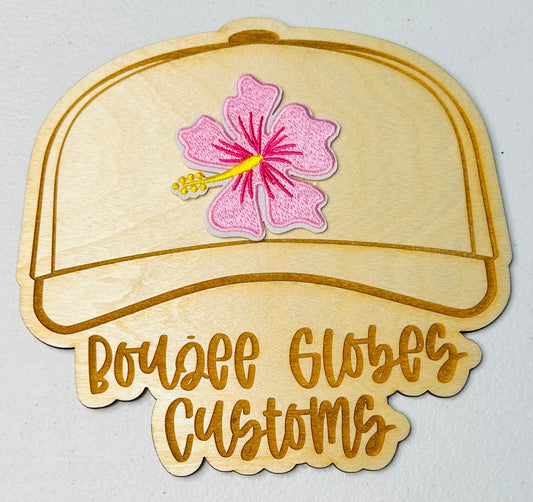 Embroidered Pink Flower Iron On Hat Patch