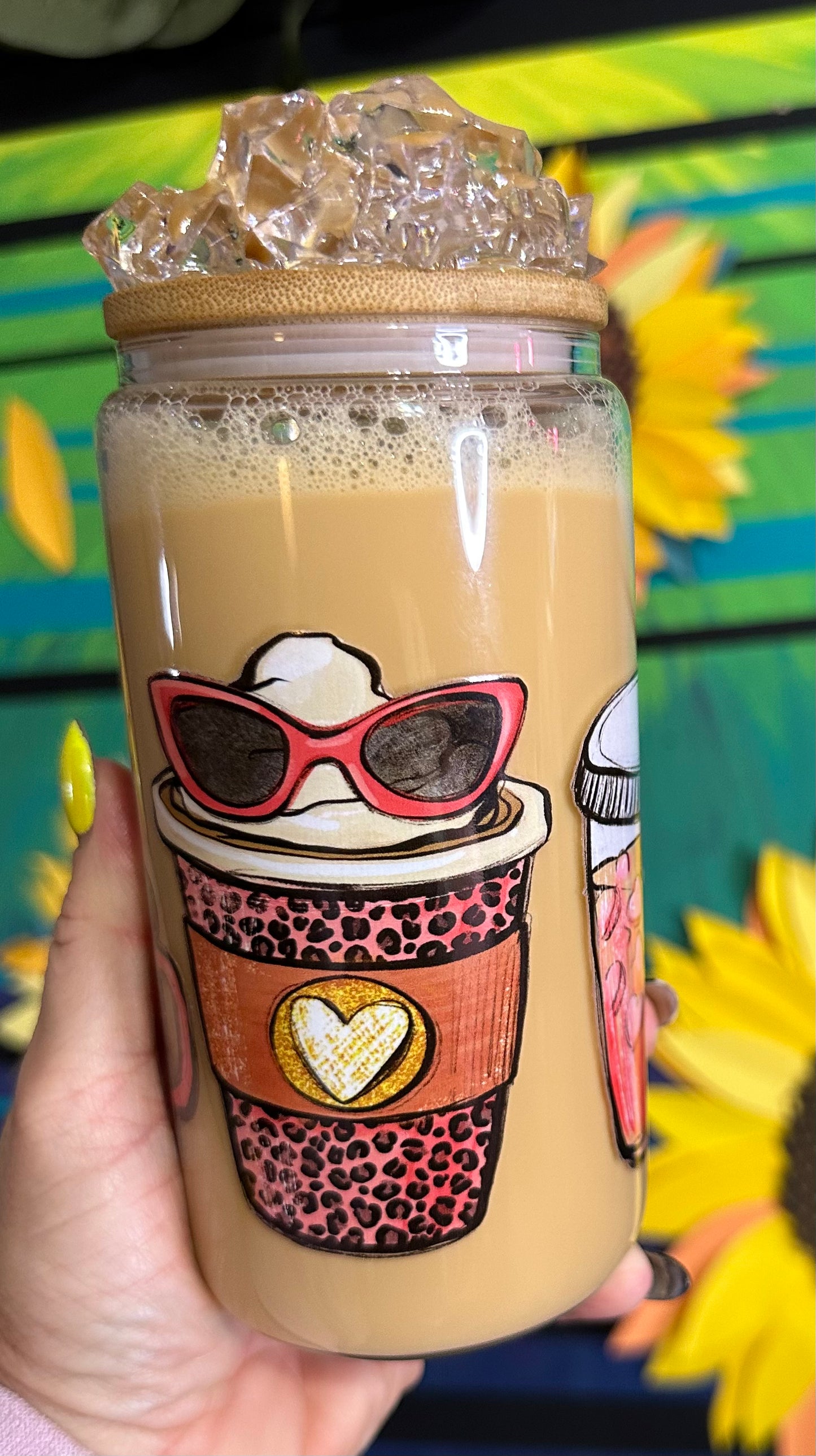 16oz Boss Babe Fuel Iced Coffee Snow Globe Glass Tumbler