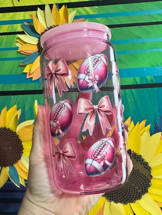 16oz Bows and footballs tumbler