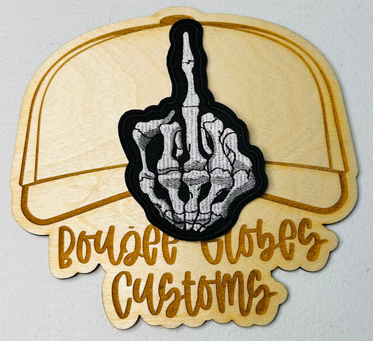 Embroidered Middle Finger Iron On Hat Patch