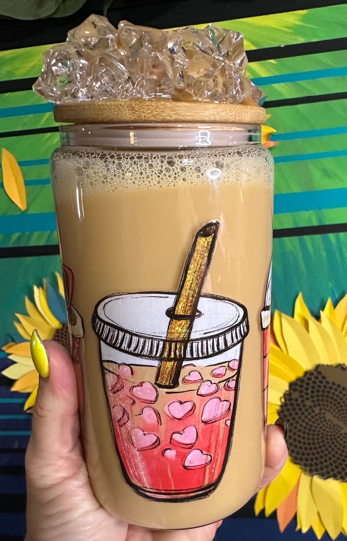 16oz Boss Babe Fuel Iced Coffee Snow Globe Glass Tumbler