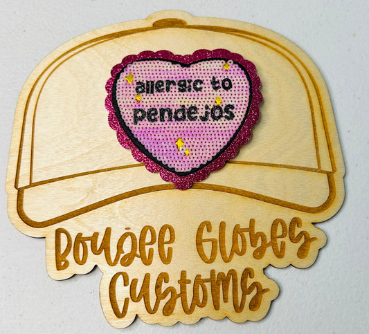 Sequined Allergic To Pendejos Iron On Hat Patch