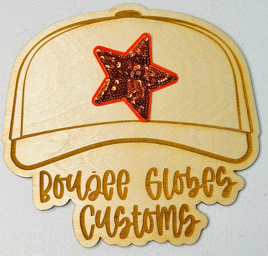 Sequined Orange Star Iron On Hat Patch