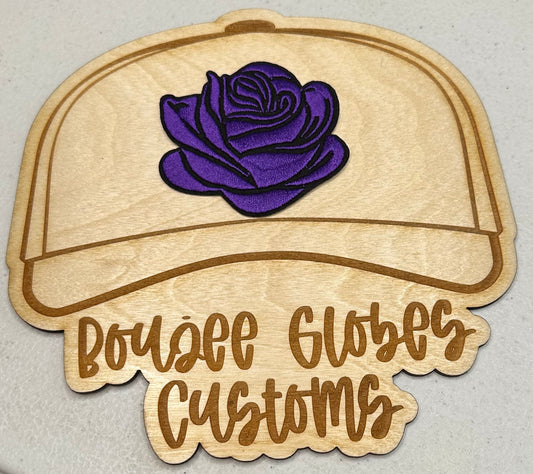 Embroidered dark purple rose iron on hat patch