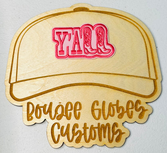 Embroidered Y’all Pink Iron On Hat Patch