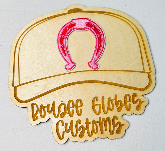 Embroidered Pink Horse Shoe Iron On Hat Patch