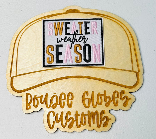 Embroidered Sweater Weather Season Iron On Hat Patch