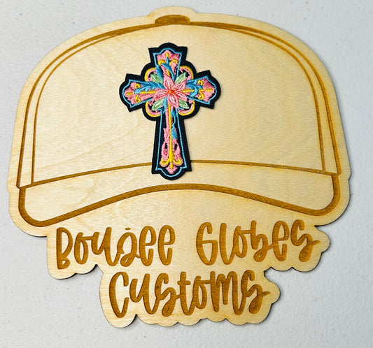 Embroidered Cross Iron On Hat Patch