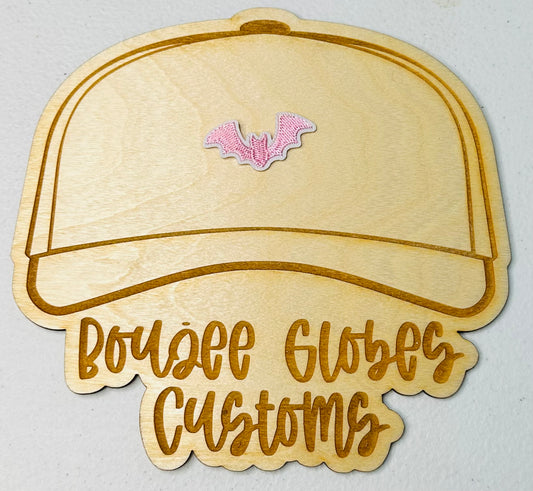 Embroidered Pink Bar Iron On Hat Patch