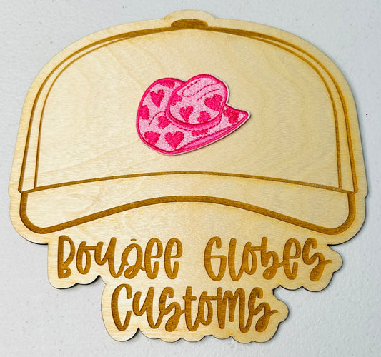Embroidered Pink with Hearts Cowgirl Hat Iron On Hat Patch