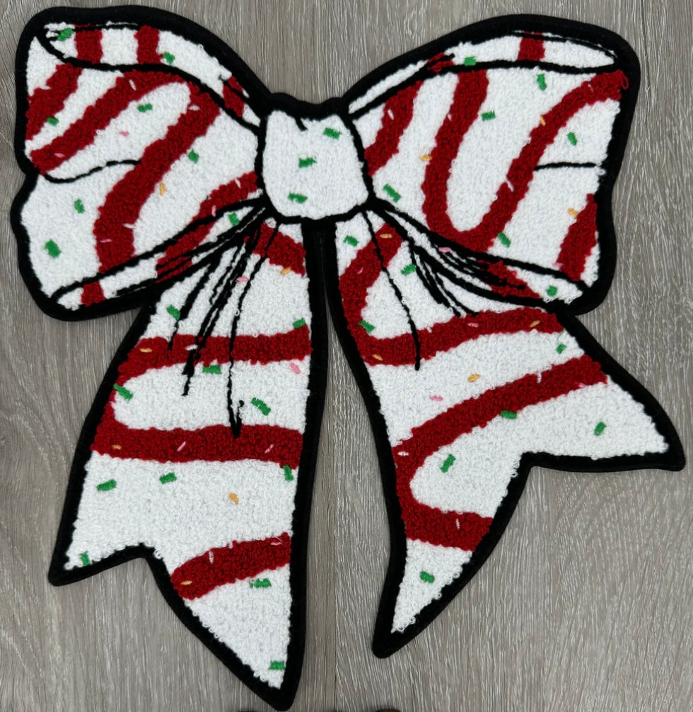 Christmas Cake Bow Chenille Patch