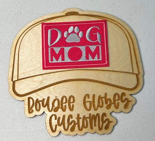 Embroidered Pink Dog Mom Iron On Hat Patch