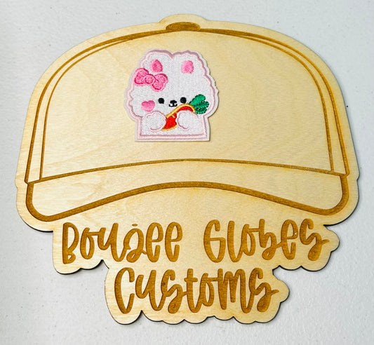 Embroidered Bunny Iron on Hat Patch
