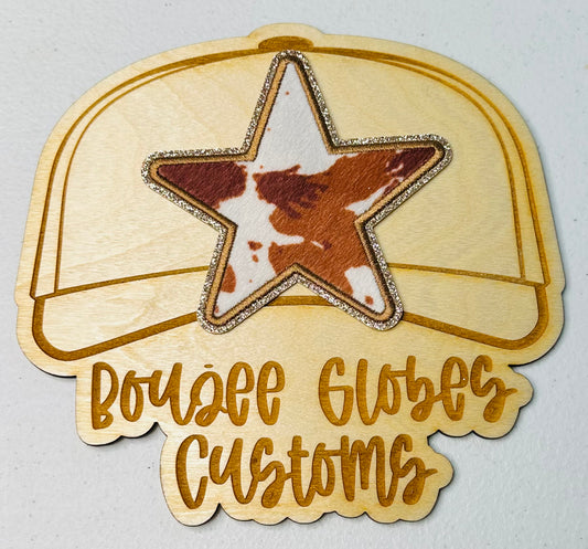 Cow Pattern Star Extra Large Iron On Hat Patch