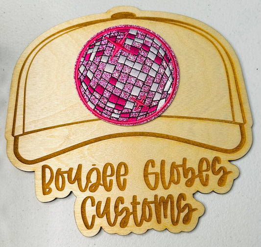 Glittered Large Disco Ball Iron On Hat Patch