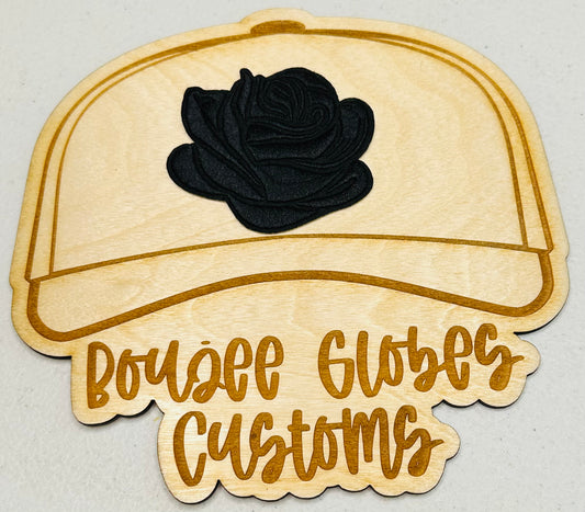 Embroidered black rose iron on hat patch