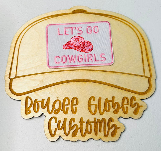 Embroidered Lets Go Cowgirls Iron On Hat Patch