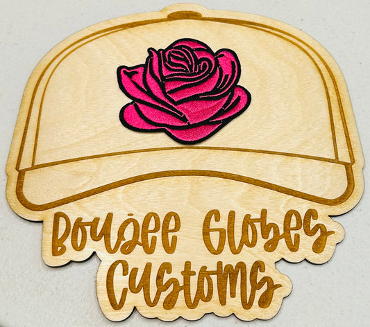 Embroidered pink/hot pink rose iron on hat patch