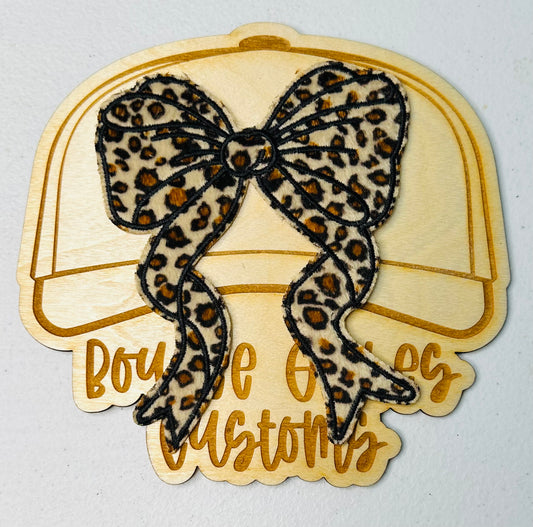 Chenille Large Leopard Bow Iron On Hat Patch
