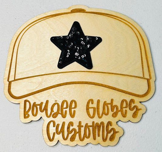 Sequined Black Star Iron On Hat Patch