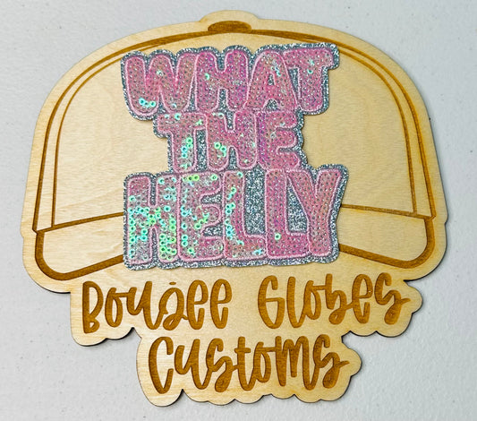 Sequined What The Helly Iron On Hat Patch