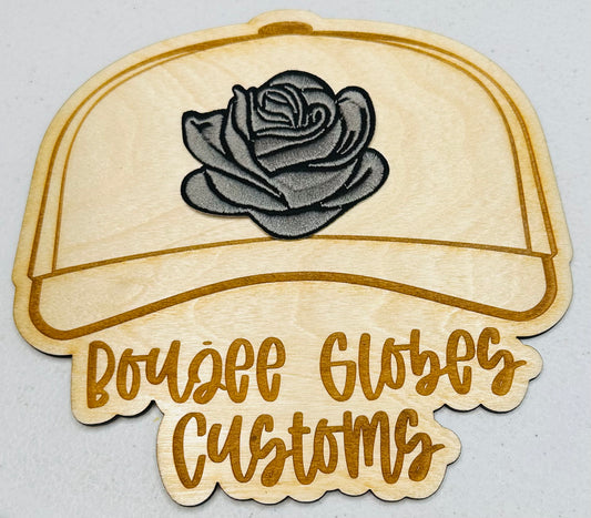 Embroidered gray rose iron on hat patch
