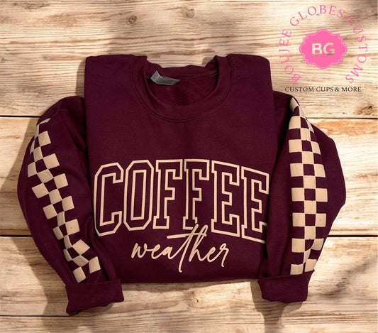 Coffee Weather With Checkered Double Sleeve Crew