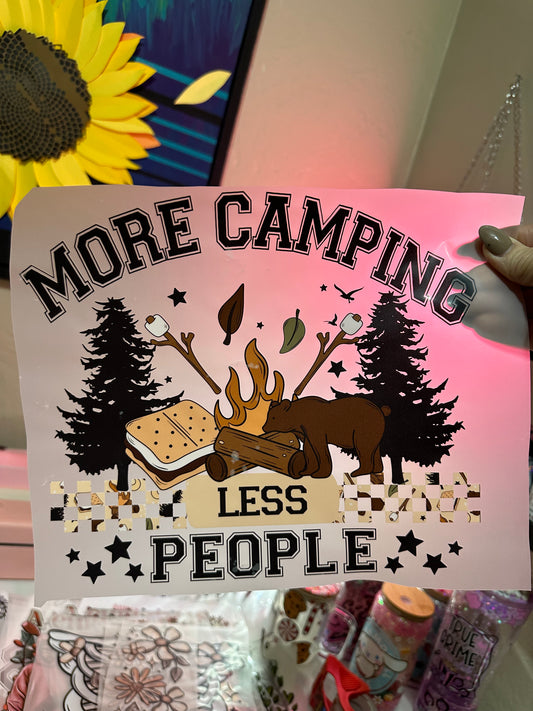 More camping less people with s’mores matching double sleeves transfer